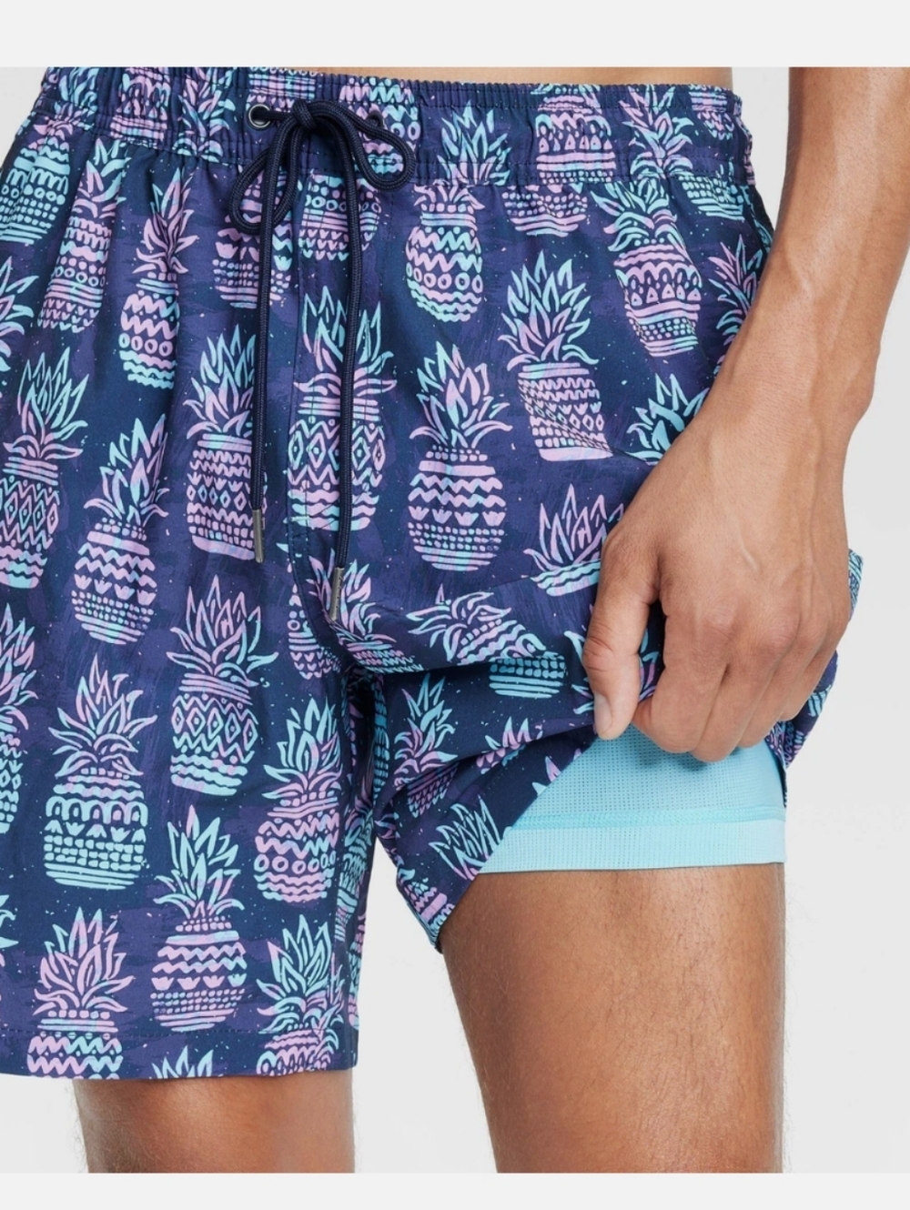 Goodfellow Men's Size Small Pineapple Swim Trunks with Boxer Brief Shorts Liner - Picture 3 of 8
